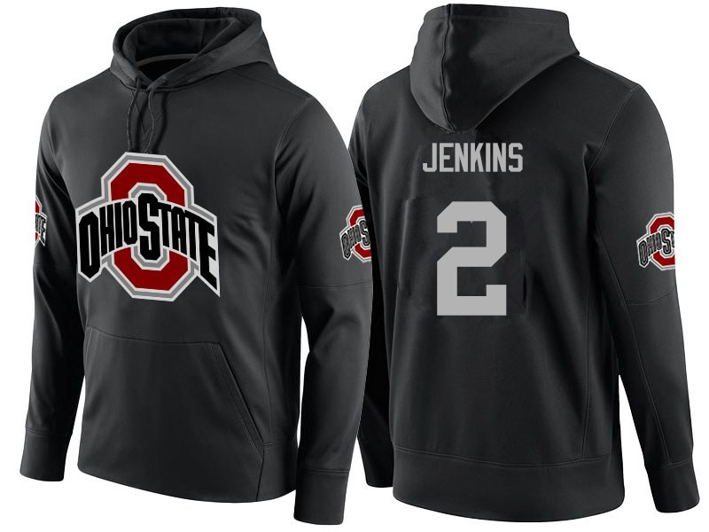 Men Ohio State Buckeyes #2 Malcolm Jenkins Name-Number Hoodies-Black